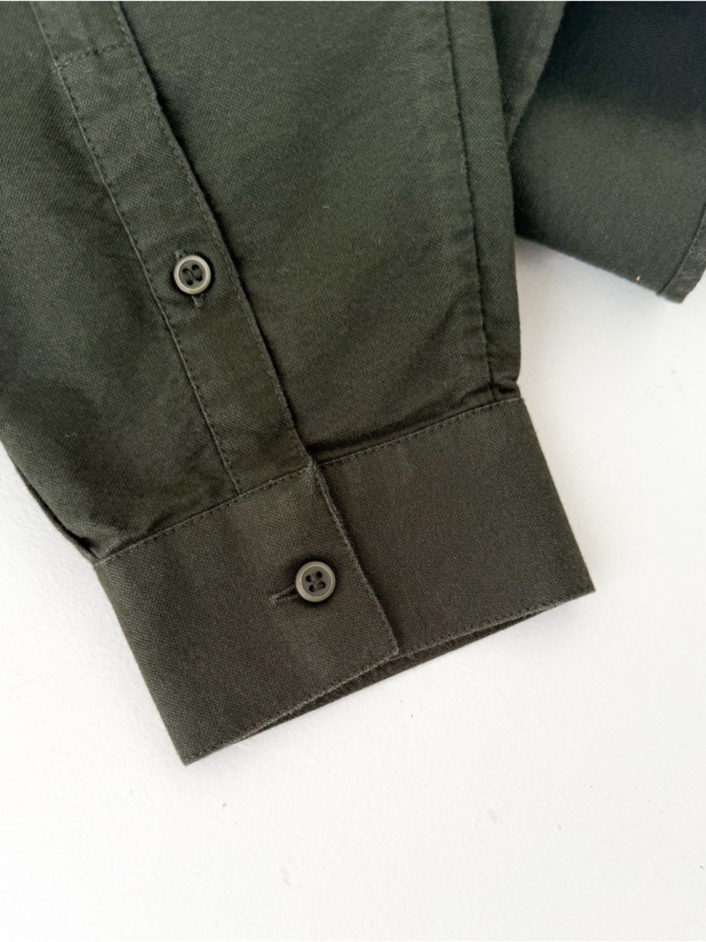 New COS Men's Olive Green Band Collar Shirt Quarter Button Twill Size L Men's - Picture 11 of 13